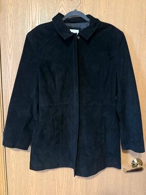 Cherokee Vintage Black Suede Leather Classic Zip Jacket